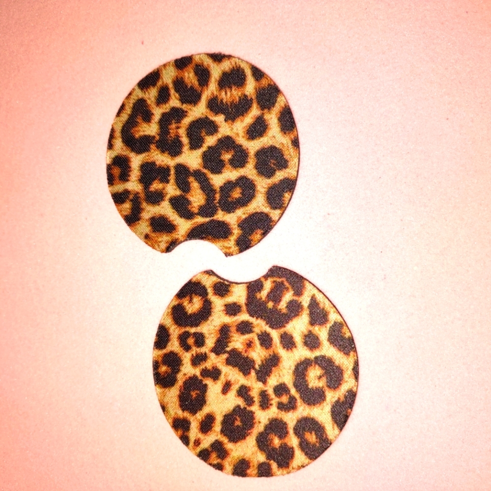 Leopard Print Neoprene Car Coasters